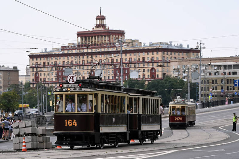 Парад ретро-трамваев в Москве
