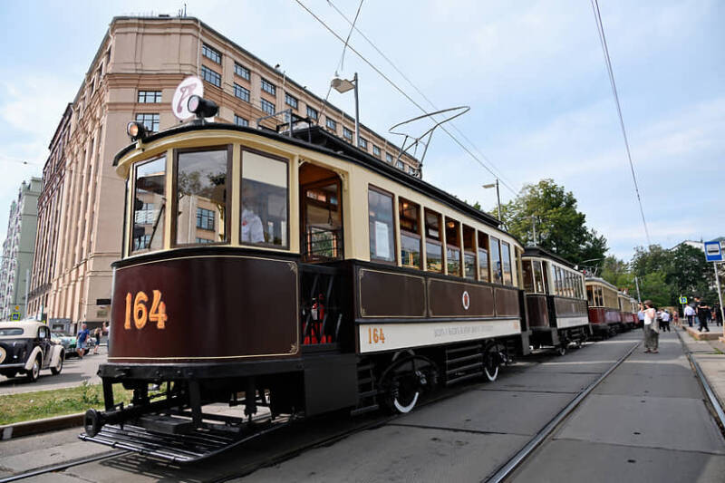 Парад ретро-трамваев в Москве