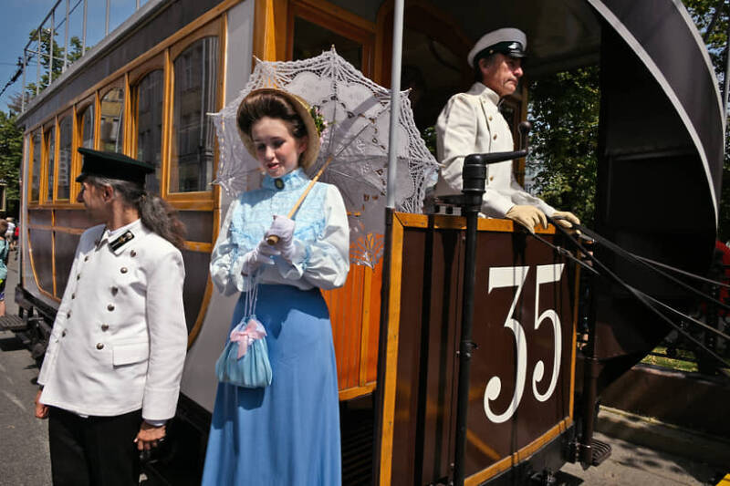 Парад ретро-трамваев в Москве